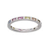 Bague en argent rhodi&eacute; avec oxydes multi couleurs sur tout le tour