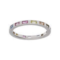 Bague en argent rhodi&eacute; avec oxydes multi couleurs sur tout le tour