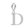 Pendentif Charms en argent rhodi&eacute; initiale lettre D sur fermoir anneau ressort