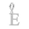 Pendentif Charms en argent rhodi&eacute; initiale lettre E sur fermoir anneau ressort