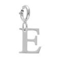 Pendentifs sur Artemare : Pendentif Charms en argent rhodi&eacute; initiale lettre E sur fermoir anneau ressort