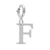 Pendentif Charms en argent rhodi&eacute; initiale lettre F sur fermoir anneau ressort
