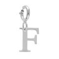 Pendentifs sur Artemare : Pendentif Charms en argent rhodi&eacute; initiale lettre F sur fermoir anneau ressort