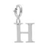 Pendentif Charms en argent rhodi&eacute; initiale lettre H sur fermoir anneau ressort