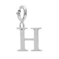 Pendentif Charms en argent rhodi&eacute; initiale lettre H sur fermoir anneau ressort