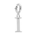 Pendentif Charms en argent rhodi&eacute; initiale lettre I sur fermoir anneau ressort