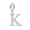 Pendentifs sur Artemare : Pendentif Charms en argent rhodi&eacute; initiale lettre K sur fermoir anneau ressort