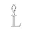 Pendentif Charms en argent rhodi&eacute; initiale lettre L sur fermoir anneau ressort