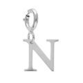 Pendentifs sur Artemare : Pendentif Charms en argent rhodi&eacute; initiale lettre N sur fermoir anneau ressort