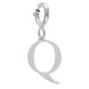 Pendentif Charms en argent rhodi&eacute; initiale lettre Q sur fermoir anneau ressort