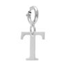 Pendentif Charms en argent rhodi&eacute; initiale lettre T sur fermoir anneau ressort