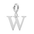 Pendentif Charms en argent rhodi&eacute; initiale lettre W sur fermoir anneau ressort Artemare