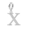 Pendentif Charms en argent rhodi&eacute; initiale lettre X sur fermoir anneau ressort