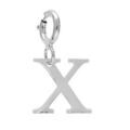 Pendentif Charms en argent rhodi&eacute; initiale lettre X sur fermoir anneau ressort