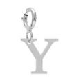 Pendentifs sur Artemare : Pendentif Charms en argent rhodi&eacute; initiale lettre Y sur fermoir anneau ressort