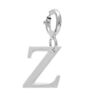 Pendentif Charms en argent rhodi&eacute; initiale lettre Z sur fermoir anneau ressort