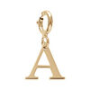 Pendentif Charms en argent et dorure jaune initiale lettre A sur fermoir anneau ressort