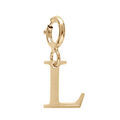 Pendentif Charms en argent et dorure jaune initiale lettre L sur fermoir anneau ressort
