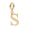 Pendentif Charms en argent et dorure jaune initiale lettre S sur fermoir anneau ressort