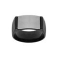 Chevali&egrave;re acier et PVD noir plateau incurv&eacute; en acier brut 14 x 9mm &agrave; graver Artemare