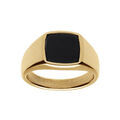 Chevali&egrave;re en acier et PVD jaune plateau carr&eacute; avec Onyx de synth&egrave;se 10 x 10mm Artemare