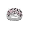 Bague Stella Mia en acier bomb&eacute;e motifs tons rose et nacre blanche Artemare