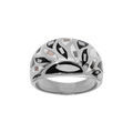 Bague Stella Mia en acier bomb&eacute;e motifs en nacre blanche et noire Artemare