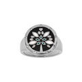Bague Stella Mia en acier type chevali&egrave;re plateau rond 18mm r&eacute;sine et nacre Artemare