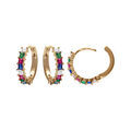 Boucles d'oreille sur Artemare : Cr&eacute;oles en plaqu&eacute; or articul&eacute;e diam&egrave;tre 12 mm avec oxydes multicouleurs