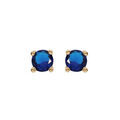 Boucles d'oreille sur Artemare : Boucles d'oreille tige solitaire en plaqu&eacute; or oxyde rond bleu serti 4 griffes 3mm