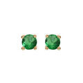 Boucles d'oreille tige solitaire en plaqu&eacute; or oxyde rond vert serti 4 griffes 3mm