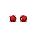 Boucles d'oreille sur Artemare : Boucles d'oreille tige solitaire en plaqu&eacute; or, clou 4mm oxyde rouge serti 4 griffes