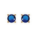 Boucles d'oreille tige solitaire en plaqu&eacute; or, clou 4mm oxyde bleu fonc&eacute; serti 4 griffes Artemare