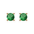 Boucles d'oreille tige solitaire en plaqu&eacute; or, clou 4mm oxyde vert serti 4 griffes Artemare