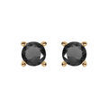 Boucles d'oreille tige solitaire en plaqu&eacute; or, clou 4mm oxyde noir 4 griffes