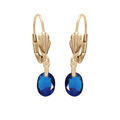 Boucles d'oreille en plaqu&eacute; or goutte oxyde facet&eacute; bleu fonc&eacute; et fermoir dormeuse Artemare
