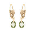 Boucles d'oreille sur Artemare : Boucles d'oreille en plaqu&eacute; or goutte oxyde facet&eacute; vert olive et fermoir dormeuse