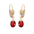 Boucles d'oreille en plaqu&eacute; or goutte oxyde facet&eacute; grenat fonc&eacute; et fermoir dormeuse