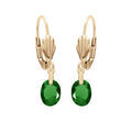 Boucles d'oreille en plaqu&eacute; or goutte oxyde facet&eacute; vert fonc&eacute; et fermoir dormeuse Artemare
