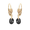 Boucles d'oreille sur Artemare : Boucles d'oreille en plaqu&eacute; or goutte oxyde facet&eacute; noir et fermoir dormeuse
