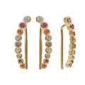 Boucles d'oreille sur Artemare : Boucles d'oreille en plaqu&eacute; or chemin d'oreille avec oxydes multi couleurs et fermoir crochet
