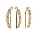 Boucles d'oreille en plaqu&eacute; or chemin d'oreille avec oxydes blancs et fermoir crochet Artemare