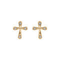 Boucles d'oreille sur Artemare : Boucles d'oreille en plaqu&eacute; or croix 0.6 x 0.80mm avec oxydes blancs sertis et fermoir poussette