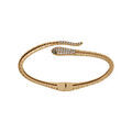 Bracelets sur Artemare : Bracelet en plaqu&eacute; or articul&eacute; serpent enroul&eacute; avec oxydes blancs et yeux oxydes verts 60mm