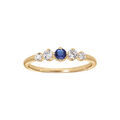 Bague en plaqu&eacute; or 4 oxydes blancs sertis et 1 centre bleu fonc&eacute;
