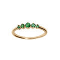 Bague en plaqu&eacute; or 5 oxydes verts sertis