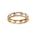 Bague en plaqu&eacute; or forme maillons rectangulaire avec oxydes blancs Artemare