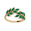 Bague en plaqu&eacute; or feuillage oxydes verts sertis Artemare