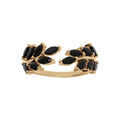 Bague en plaqu&eacute; or feuillage oxydes noirs sertis Artemare