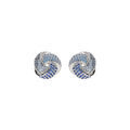 Boucles d'oreille tige en argent rhodi&eacute;, trois rubans d&eacute;grad&eacute; oxydes bleu Artemare